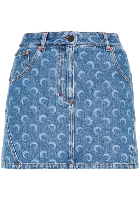 gonna mini moon laser denim donna blu MARINE SERRE | WSK057A CDEN0002BL05